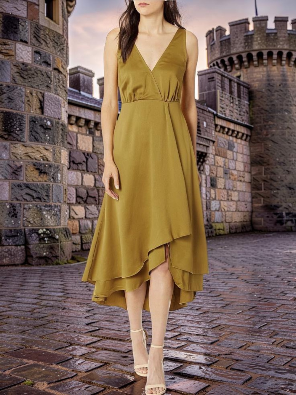 French Connection Citronelle Satin Wrap Dress Size 10 High Low BNWT Chic